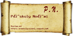 Páskuly Noémi névjegykártya